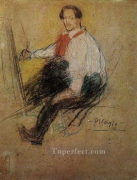self portrait Painting - Self-portrait Yotude 1901 Pablo Picasso